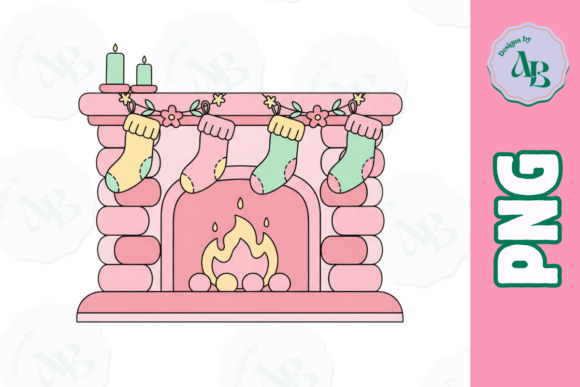 Christmas Dollhouse Fireplace PNG: Illustrations for Sellers