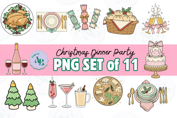 Christmas Holiday Dinner Party Clip Art & Illustrations Review