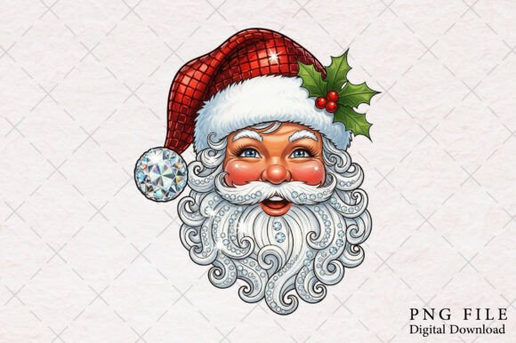 Christmas Rhinestone Santa PNG: Premium Illustrations