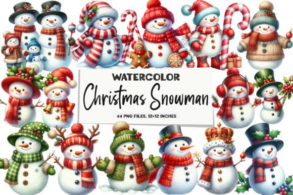 Christmas Snowman PNG Bundle: Festive Illustrations