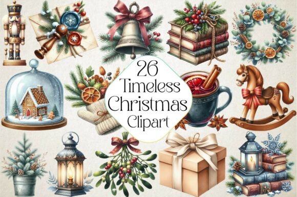 Christmas Timeless Winter Clipart: Illustrations for Branding