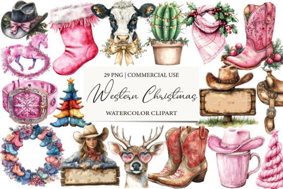 Coquette Western Christmas Sublimation: Illustrations for Crafters