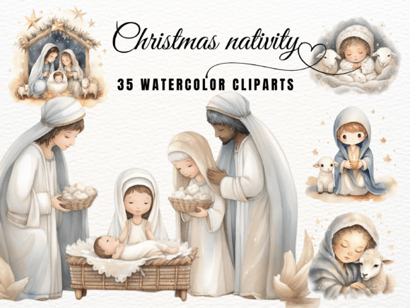 Nativity Scene: Religious Christmas Illustrations