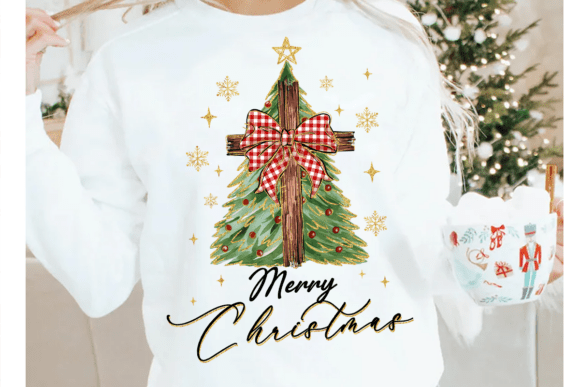 Religious Christmas Tree PNG & Cross Illustrations