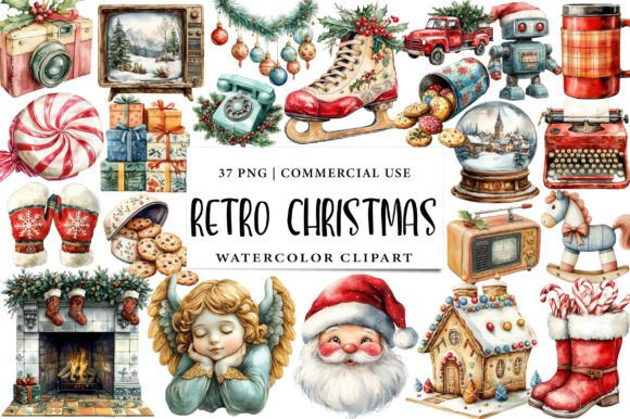 Retro Christmas Clipart & Illustrations Review