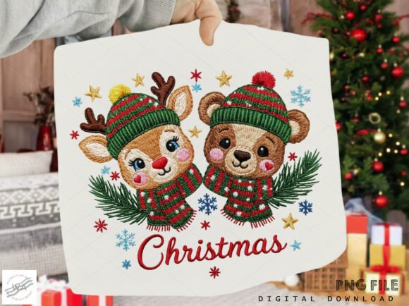 Review: Christmas Reindeer and Bear PNG for Embroidery