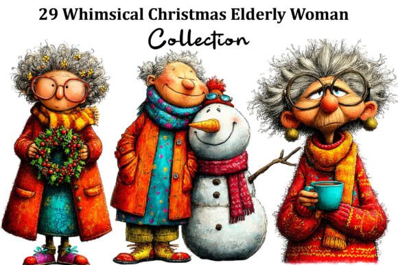 Reviewing Whimsical Christmas Elderly Woman Clipar for Stitchers