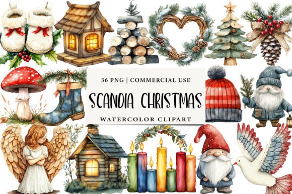 Scandia Christmas Clipart: Illustrations for Branding