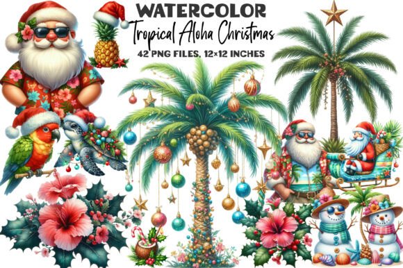 Tropical Aloha Christmas Clipart: Illustrations Review